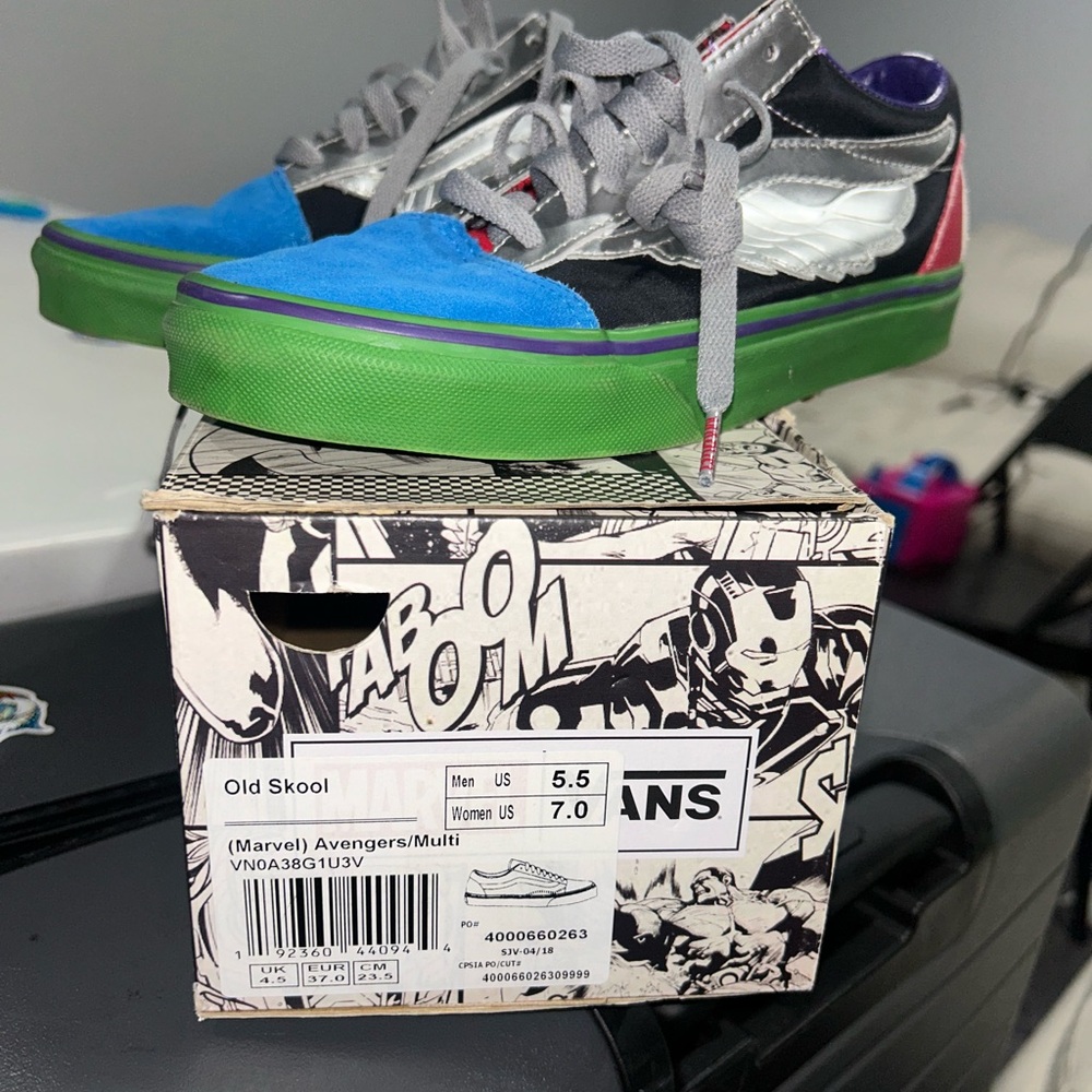Vans Kids Old Skool Marvel Avengers Blue Green Sneakers
